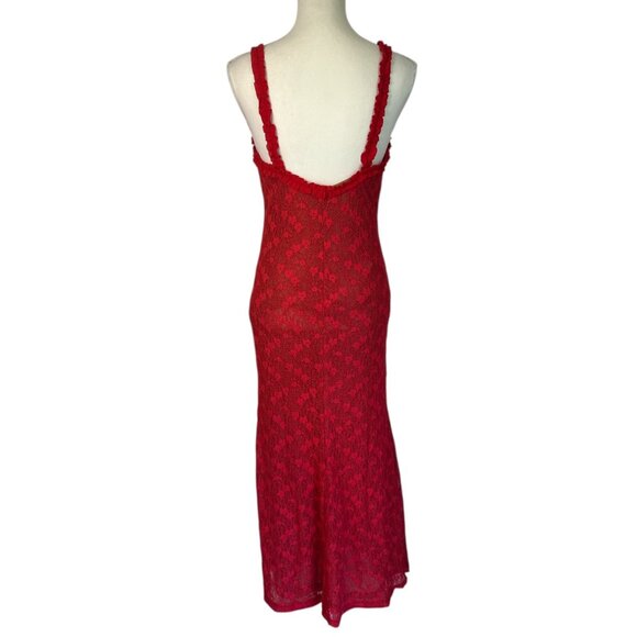 Bardot Alegra Stretch Lace Midi Dress in Fire Red 8 New Womens - Picture 6 of 15